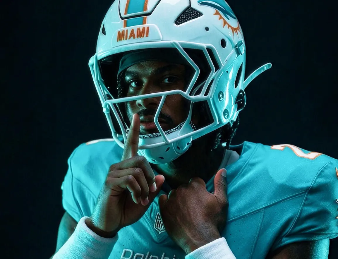 MIAMI DOLPHINS player in helmet