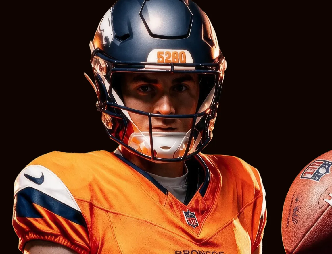 DENVER BRONCOS player in helmet